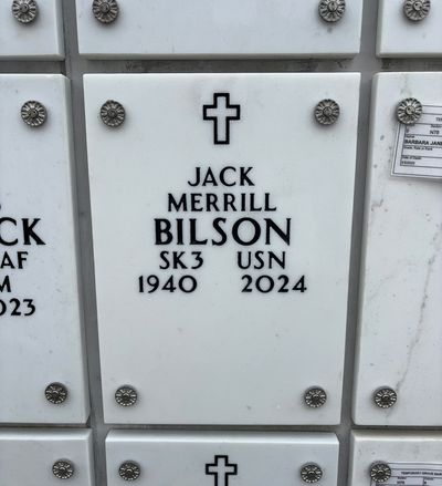 Columbarium Niche Cover of Jack Bilson. Arlington National Cemetery.