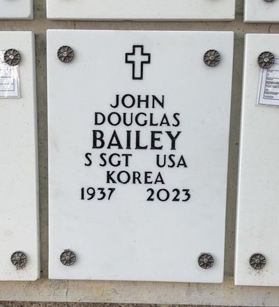 Columbarium Niche Cover of John P Bailey. Arlington National Cemetery.