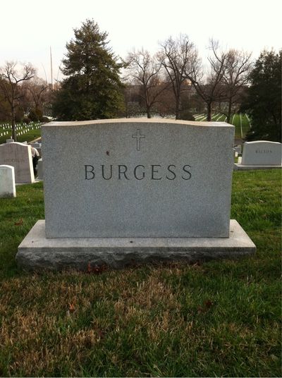 Headstone Back of Marguerite Burgess. Arlington National Cemetery.