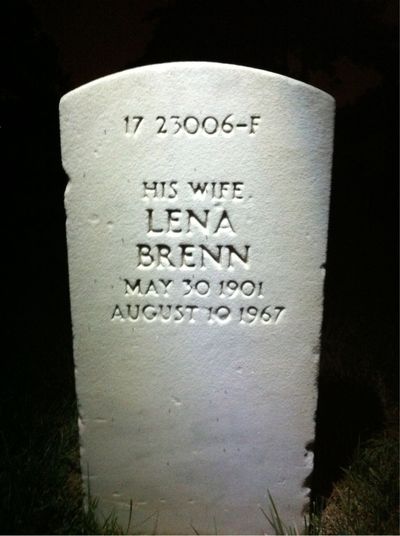 Headstone Back of Clarence Kalstrom. Arlington National Cemetery.