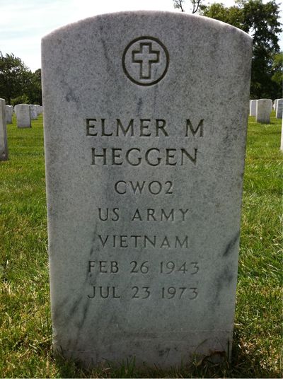 Headstone Front of Elmer Martin "Bud" Heggen. Arlington National Cemetery.