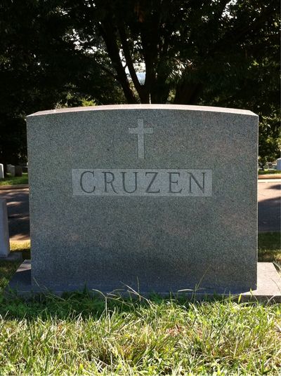 Headstone Back of Margaret Cruzen. Arlington National Cemetery.
