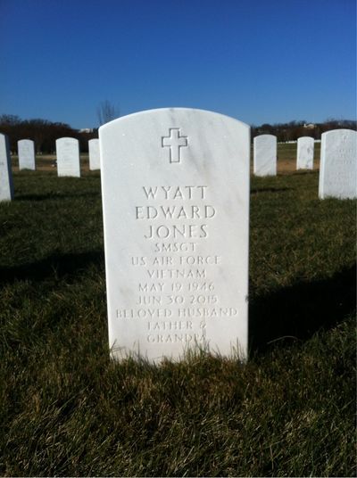 Headstone Front of Wyatt E Jones. Arlington National Cemetery.