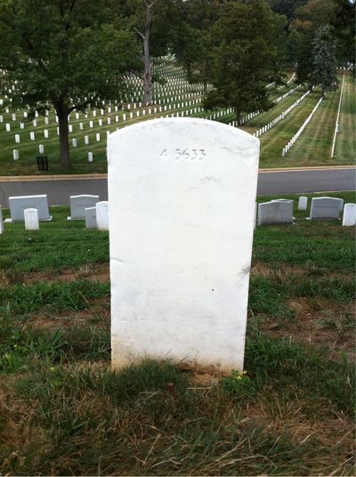Headstone Back of Ellen Smith. Arlington National Cemetery.