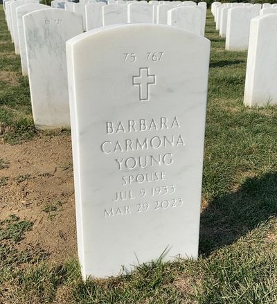 Headstone Back of Barbara Carmona-Young. Arlington National Cemetery.