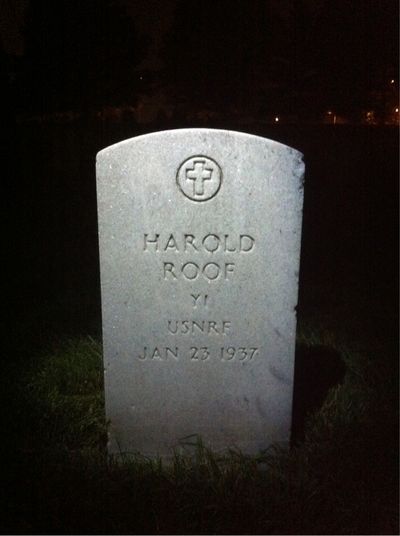 Headstone Front of Virginia Roof. Arlington National Cemetery.