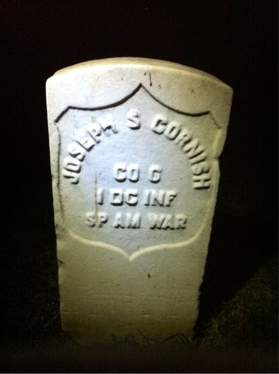Headstone Front of Joseph Cornish. Arlington National Cemetery.