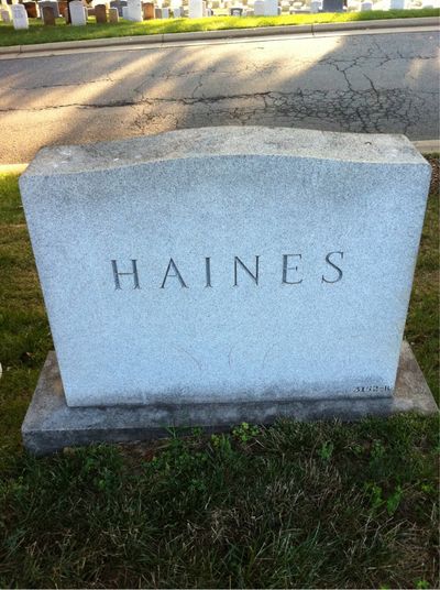 Headstone Back of Marion Haines. Arlington National Cemetery.
