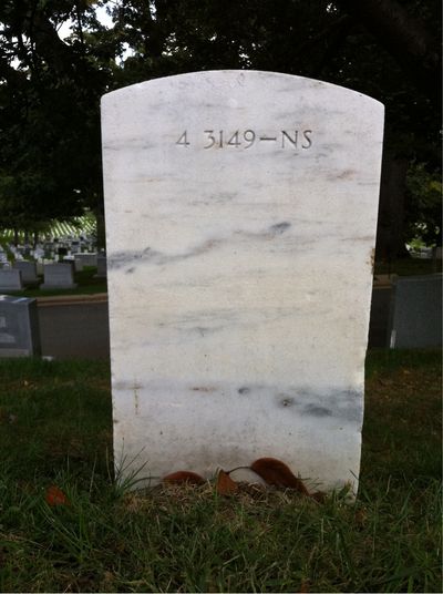 Headstone Back of Annie Wilson. Arlington National Cemetery.