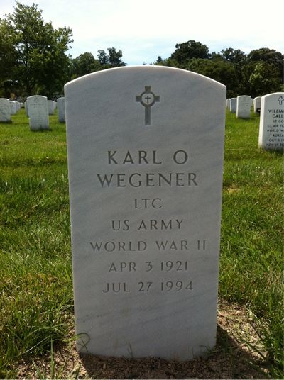 Headstone Front of Karl O Wegener. Arlington National Cemetery.