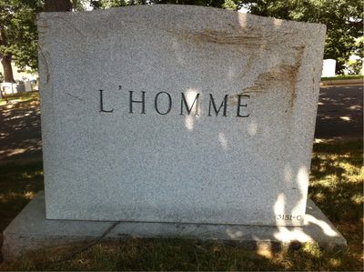 Headstone Back of Adelaide L'Homme. Arlington National Cemetery.