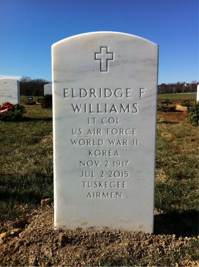 Headstone Front of Eldridge F Williams. Arlington National Cemetery.