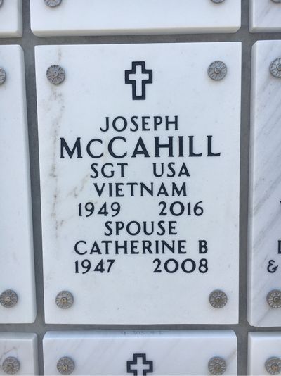 Columbarium Niche Cover of Joseph Mccahill. Arlington National Cemetery.