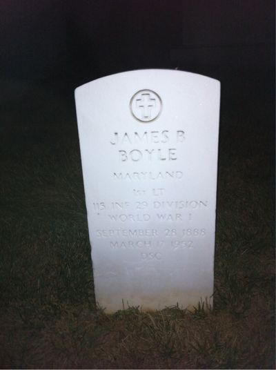 Headstone Front of James Boyle. Arlington National Cemetery.