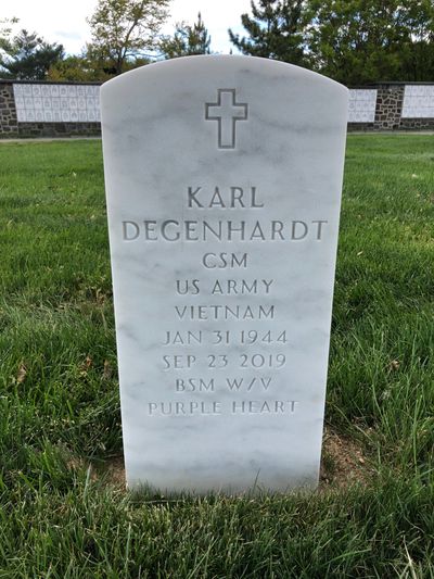 Headstone Front of Karl Degenhardt. Arlington National Cemetery.
