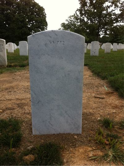 Headstone Back of Anthony N Rossi. Arlington National Cemetery.