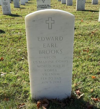 Headstone Front of Edward Brooks. Arlington National Cemetery.