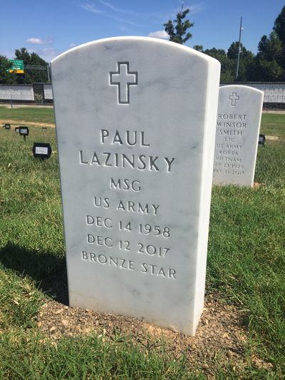 Headstone Front of Paul Lazinsky. Arlington National Cemetery.