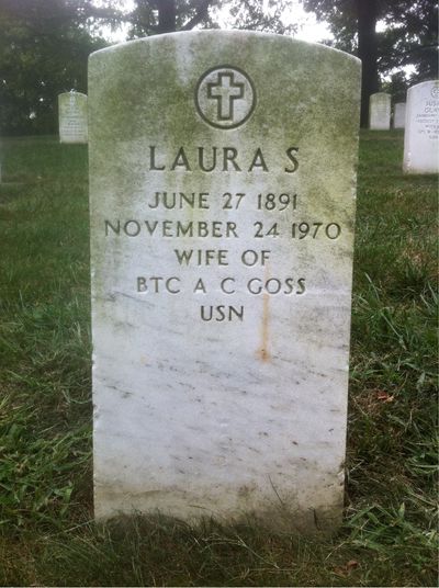 Headstone Front of Laura Goss. Arlington National Cemetery.
