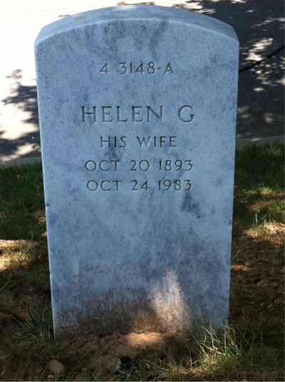 Headstone Back of Helen Schmidt. Arlington National Cemetery.