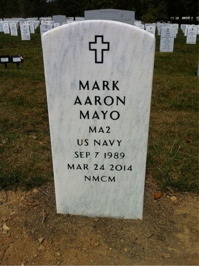 Headstone Front of Mark Aaron Mayo. Arlington National Cemetery.