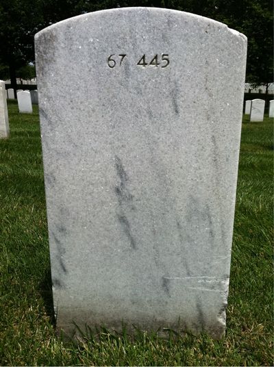 Headstone Back of Elmer Martin "Bud" Heggen. Arlington National Cemetery.