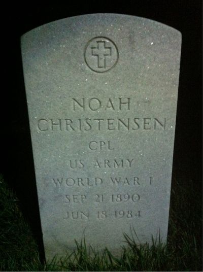Headstone Front of Noah Christensen. Arlington National Cemetery.