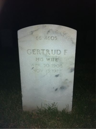 Headstone Back of Gertrud Hancock. Arlington National Cemetery.