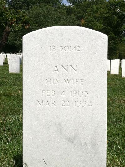 Headstone Back of Thomas Patrick Fogarty. Arlington National Cemetery.