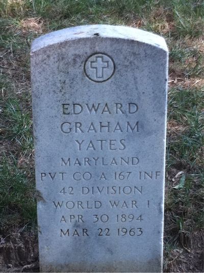 Headstone Front of Edward Yates. Arlington National Cemetery.