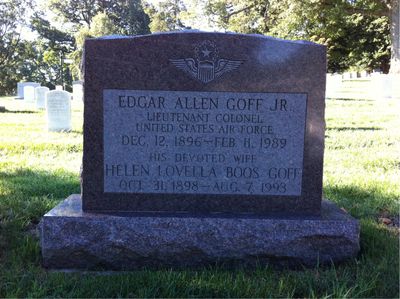 Headstone Front of Edgar A Goff. Arlington National Cemetery.