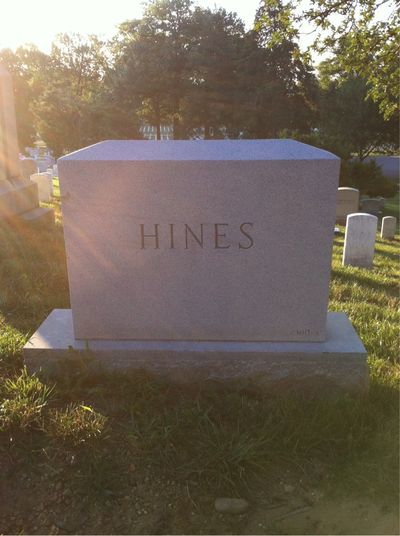 Headstone Back of Charles B Hines. Arlington National Cemetery.
