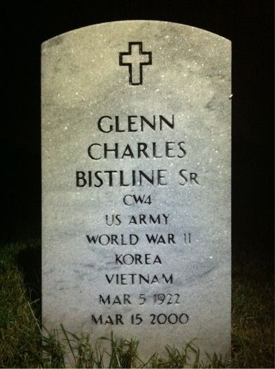 Headstone Front of Glenn C Bistline. Arlington National Cemetery.
