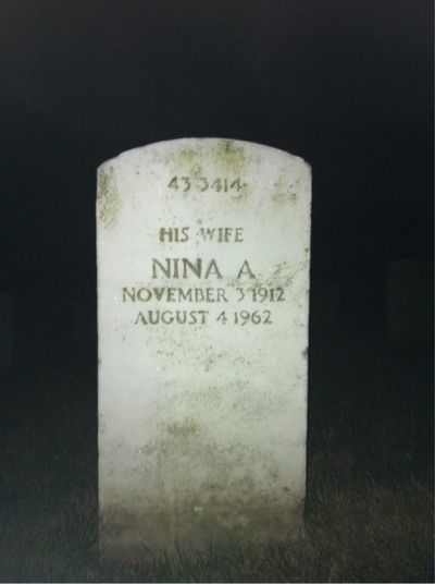 Headstone Back of Nina Dyer. Arlington National Cemetery.