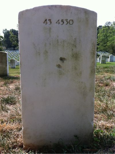 Headstone Back of Bonnie Krikstan. Arlington National Cemetery.
