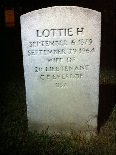 Headstone Front of Lottie Everlof. Arlington National Cemetery.