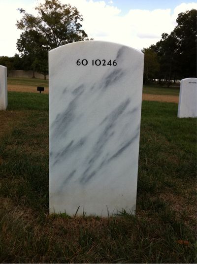 Headstone Back of Ernie C Mewborn. Arlington National Cemetery.