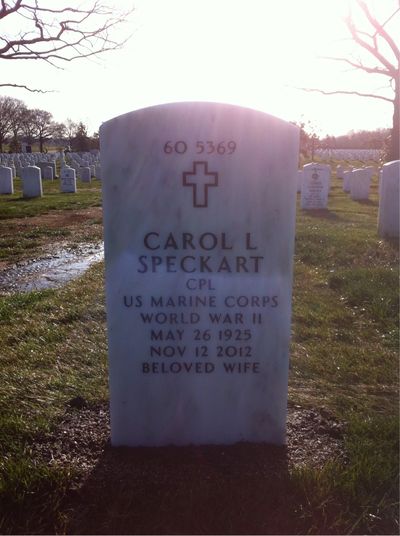 Headstone Back of Eugene O Speckart. Arlington National Cemetery.