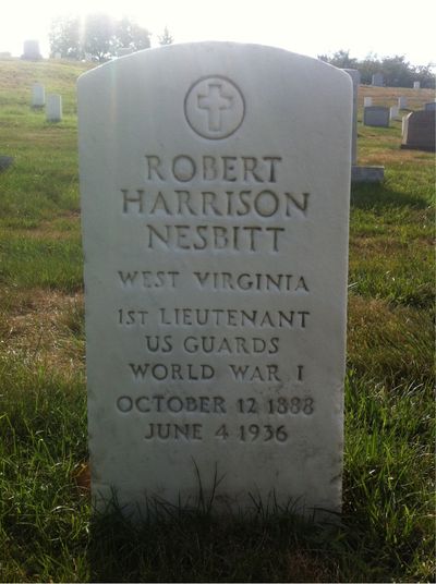 Headstone Front of Robert Nesbitt. Arlington National Cemetery.