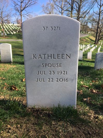 Headstone Back of Kathleen Lovece. Arlington National Cemetery.