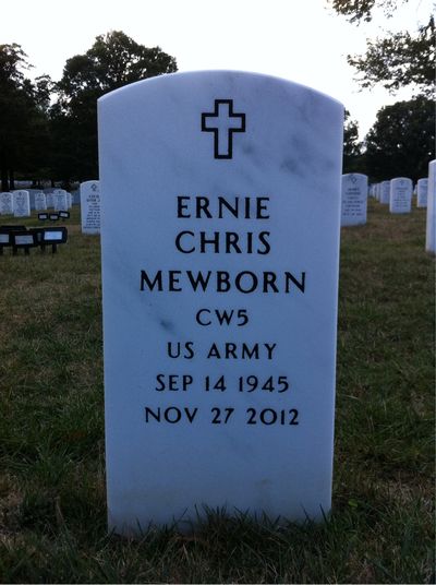 Headstone Front of Ernie C Mewborn. Arlington National Cemetery.