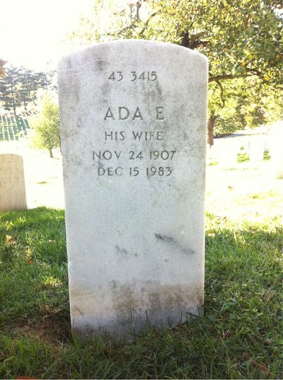 Headstone Back of Ada Madigan. Arlington National Cemetery.