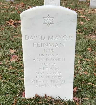 Headstone Front of David Feinman. Arlington National Cemetery.
