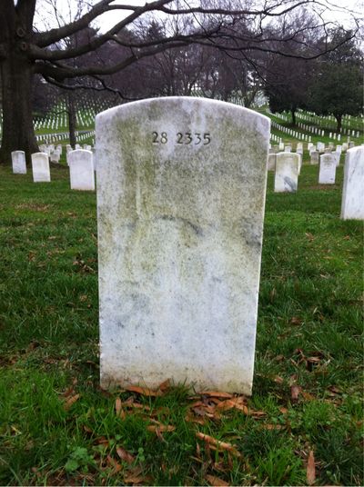 Headstone Back of Margaret G Kleinhans. Arlington National Cemetery.