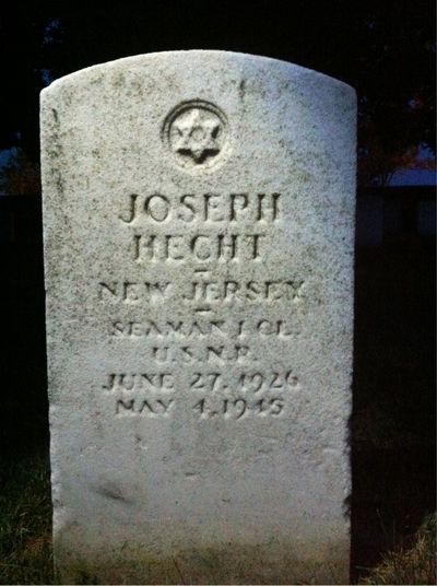 Headstone Front of Joseph Hecht. Arlington National Cemetery.