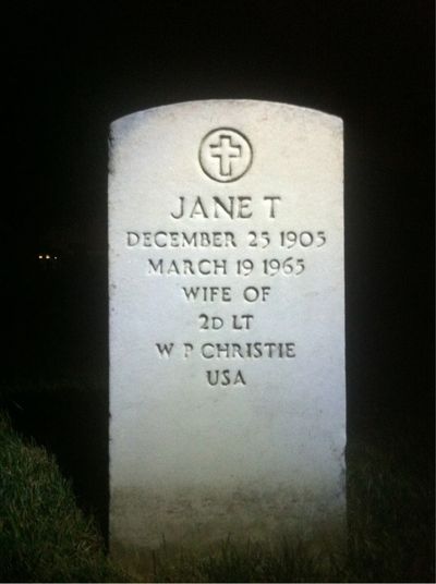 Headstone Front of Jane Christie. Arlington National Cemetery.