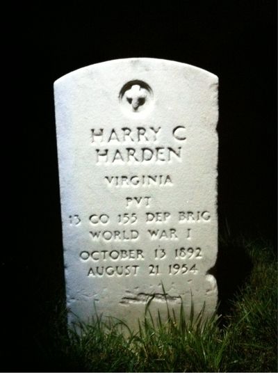 Headstone Front of Harry Harden. Arlington National Cemetery.