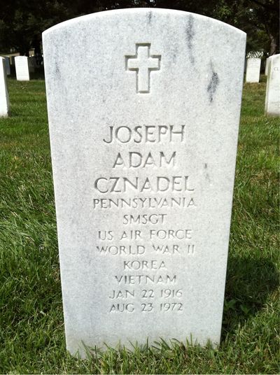 Headstone Front of Joseph Adam Cznadel. Arlington National Cemetery.