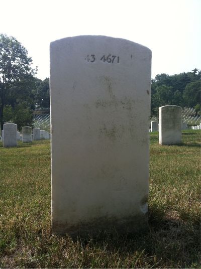 Headstone Back of Daniel Pavone. Arlington National Cemetery.