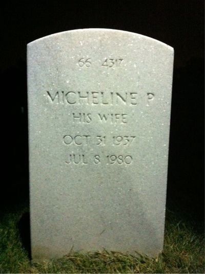 Headstone Back of Micheline Kolk. Arlington National Cemetery.